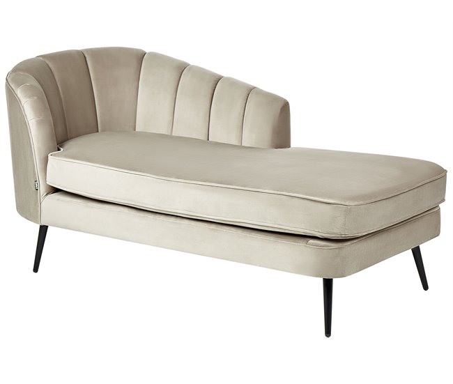 Beliani Chaise longue izquierdo Terciopelo ALLIER Bege