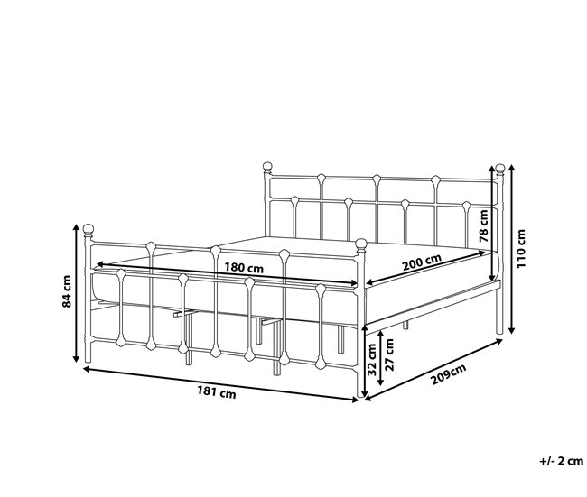 Beliani Cama com estrado Metal LYNX Preto