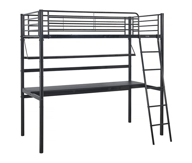 Cama alta com secretária 190x90 Preto