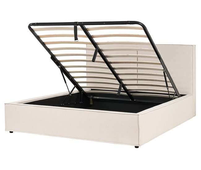 Beliani Cama com estrado Poliéster MOISSAC 177x224 Bege