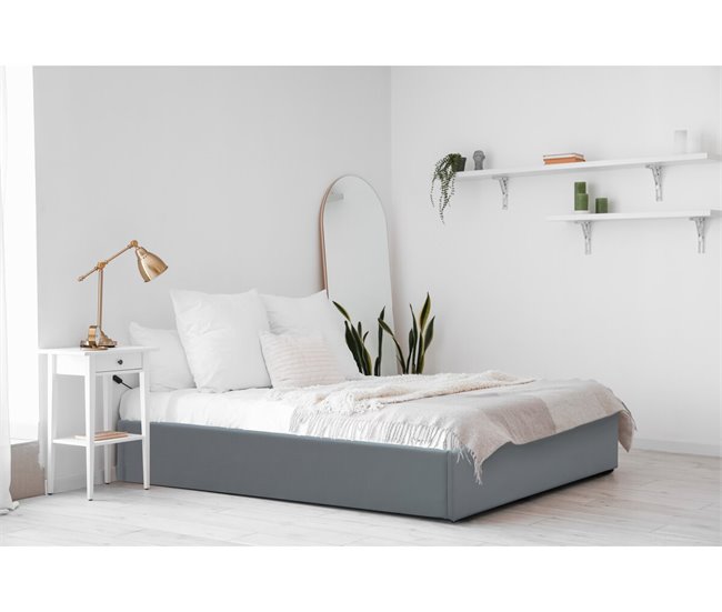 Cama de solteiro em PVC com caixa Cinza