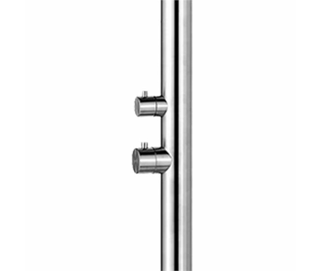 Chuveiro exterior QUARTU em aço inoxidável 316L com chuveiro superior e lava-pés H 228,9 cm, Inox Prata