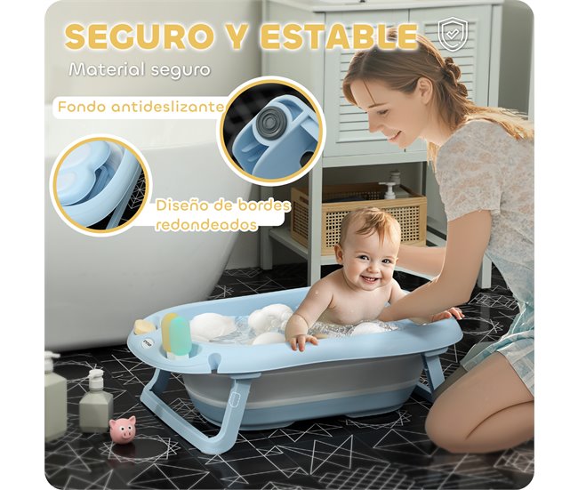 Banheira para Bebé PP, TPE AIYAPLAY Azul
