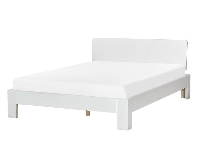 Beliani Cama com estrado Pinho ROYAN 147x207 Branco