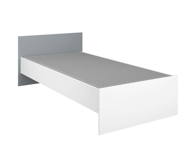 Cama jovem Germain com cabeceira moderna em melamina Branco
