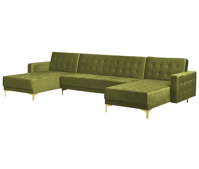 Beliani Sofá-cama Veludo ABERDEEN Verde