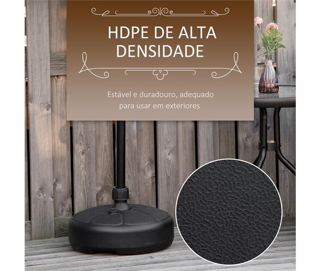 Base Chapéu de Sol HDPE Outsunny 38x38 Preto