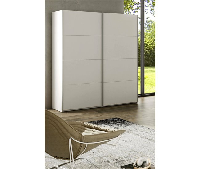 Armário 2 portas com efeito madeira 150 Branco Brillo