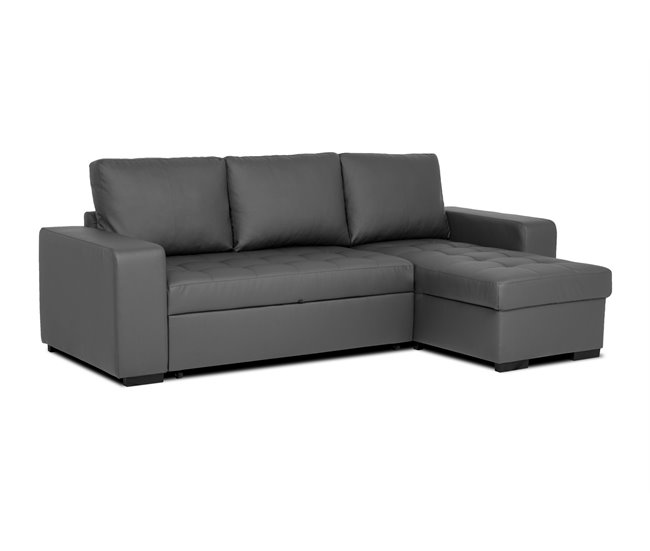 Chaise longue de pele sintética com cama HARRY Branco