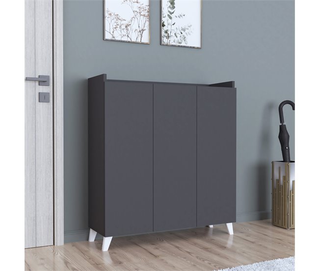 Aparador Sirdal com 3 portas e 8 compartimentos em aglomerado 90 Antracite
