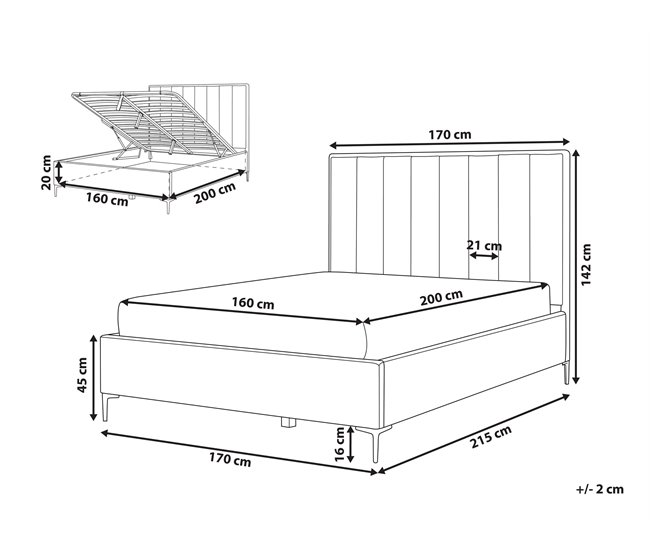 Beliani Cama com estrado Veludo SEZANNE 170x215 Azul Marino