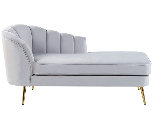 Beliani Chaise longue Veludo ALLIER Azul Marino