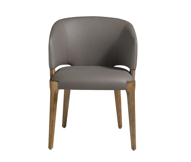 ANGEL CERDA Cadeira de couro ecológico vison escuro Nogal