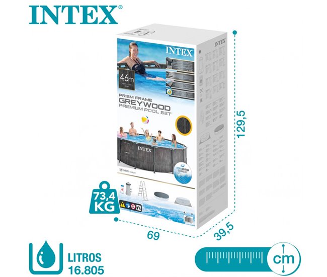 Piscina redonda INTEX Greywood com purificador Cinza