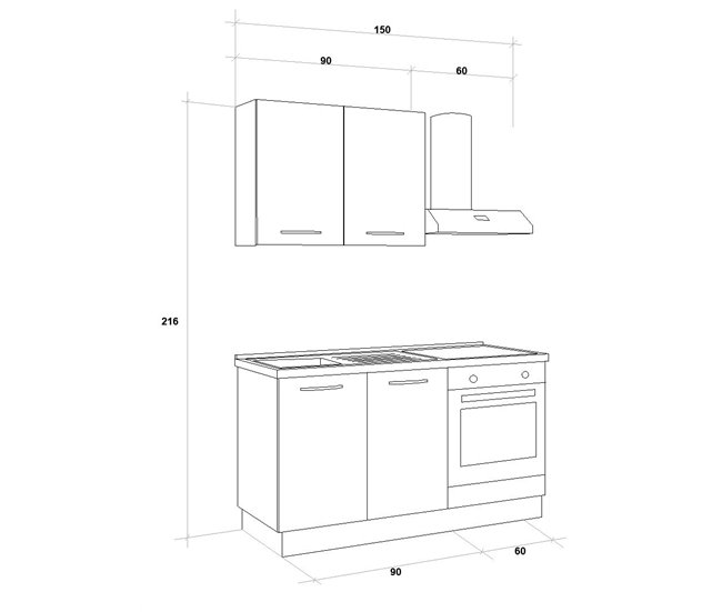 Cozinha GILDA 2.0 Esquerda Branco/cinza