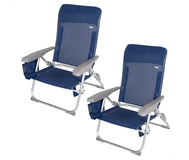 Aktive Pack 2 cadeiras de praia dobráveis multiposições Slim Azul
