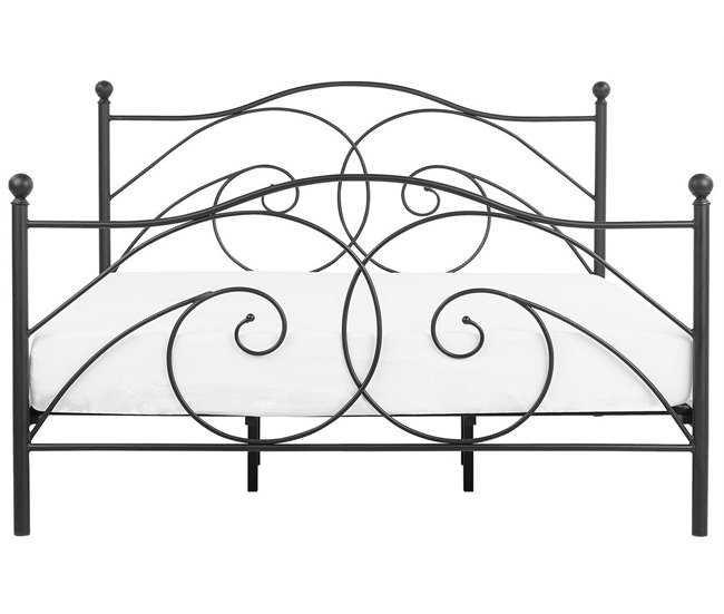 Beliani Cama com estrado Metal DINARD 187x208 Preto