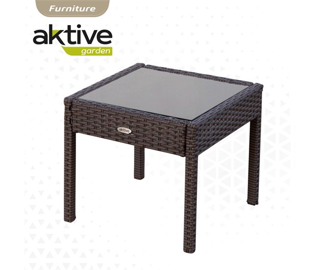 Conjunto de mobiliário de terraço com cadeirões e mesa de rotim Aktive Preto