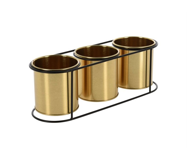 Vaso de metal dourado 14x23x48 cm Dourado