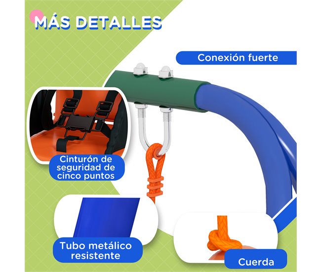 Baloiço para Crianças Metal, PE Outsunny Laranja