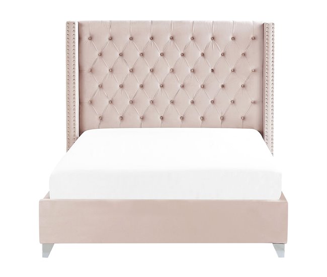 Beliani Cama Terciopelo LUBBON 189x215 Cinza