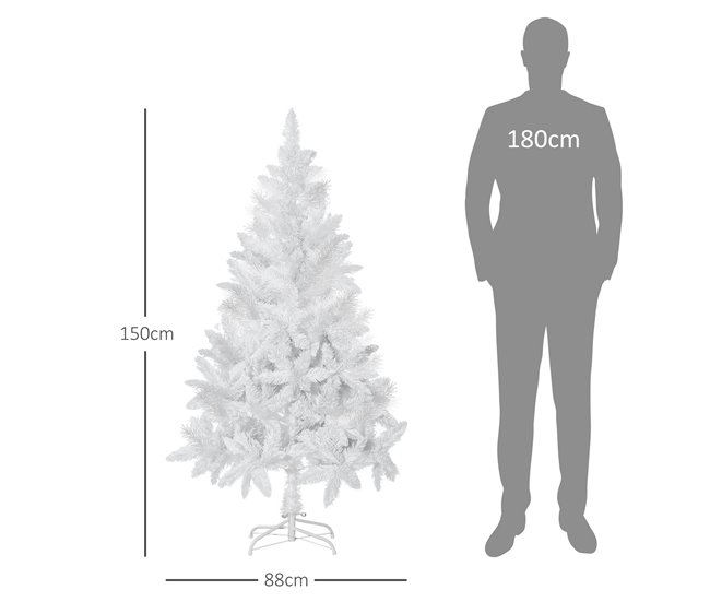 Árvore de Natal Artificial HOMCOM 830-544V02WT Branco
