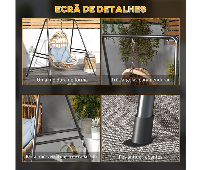 Suporte para Cadeira Suspensa aço Outsunny Preto