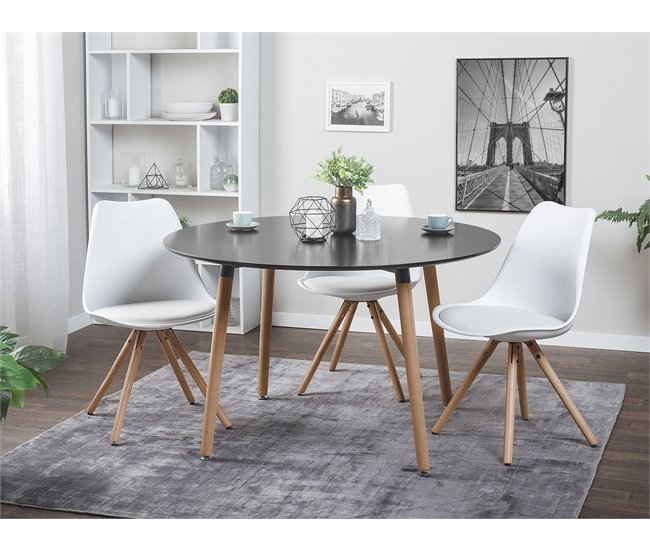 Beliani Mesa de jantar BOVIO 120x120 Preto