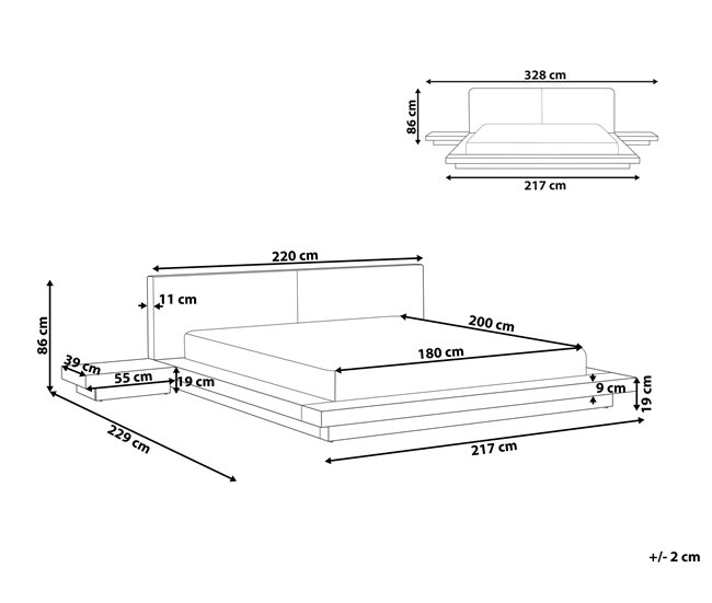 Beliani Cama com LED MDF ZEN 328x229 Castanho