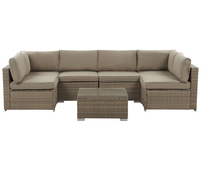Beliani Conjunto lounge BELVEDERE Castanho