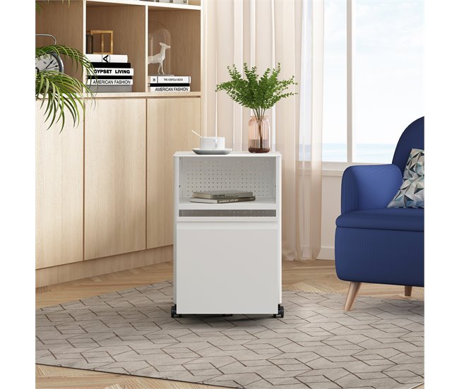 Armário de arquivo com rodízios Velvevn 1 gaveta aço [en.casa] Branco