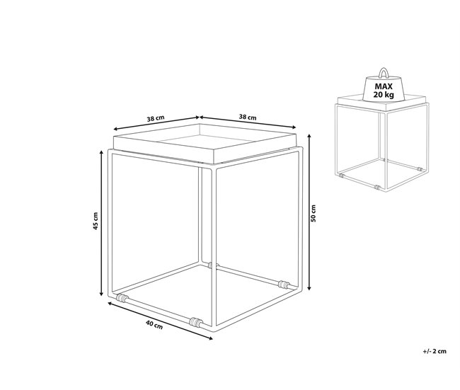 Beliani Mesa de apoio SAXON 40x40 Branco