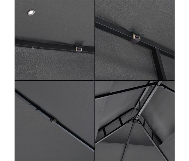 Tenda de receção Lanciano aço poliéster 400x300 Cinza Escuro