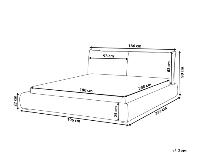 Beliani Cama com estrado Bombazine VINAY 196x233 Bege
