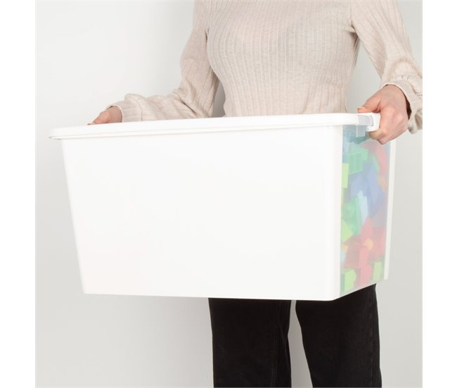 Curver Caixa de arrumação com tampa Bi-Box 40L Branco