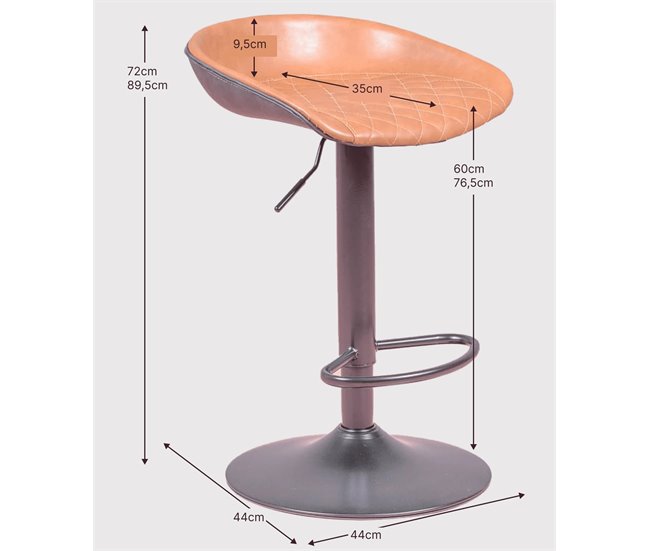 Banqueta ajustável estofada em couro sintético - Denver Bege
