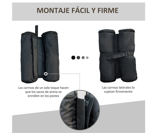 4 Pesos para Carpas Tecido de poliéster Outsunny Bege