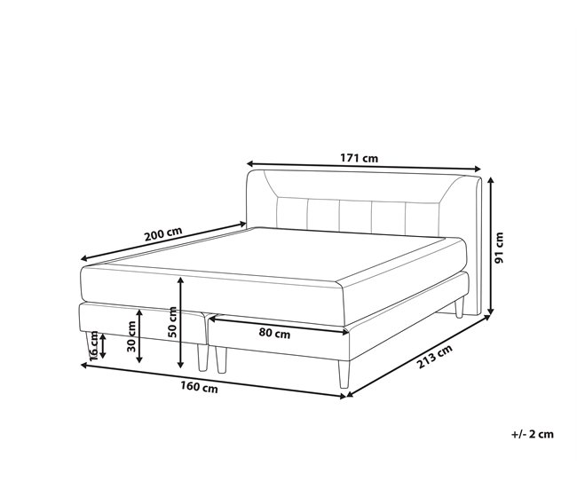 Beliani Cama continental Terciopelo MARQUISE 171x213 Cinza