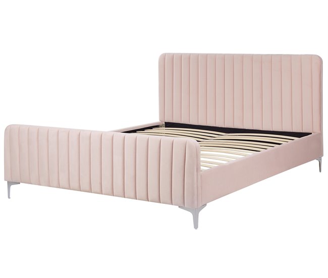 Beliani Cama Veludo LUNAN 166x215 Bege