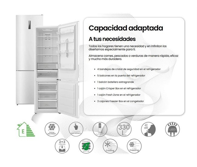 INFINITON Frigorifico Combinado FGC-345C20WEC, 330 l Branco