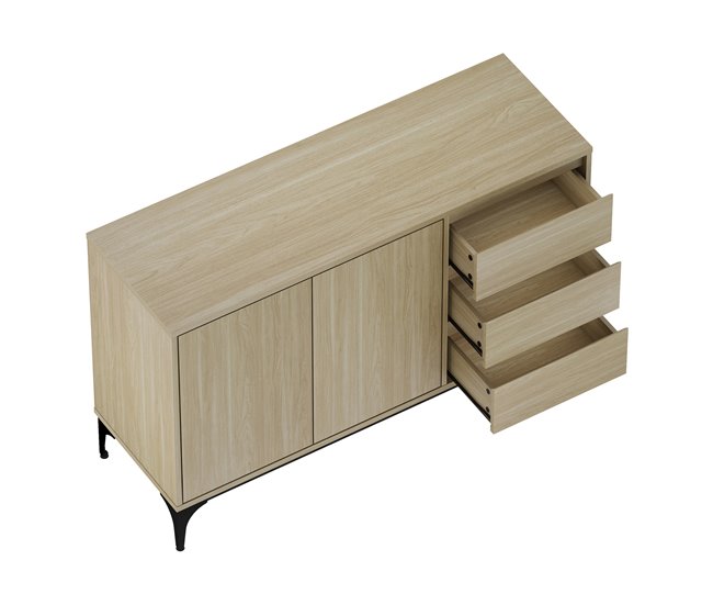 Aparador Kistiandi com 3 gavetas [en.casa] 120 Carvalho