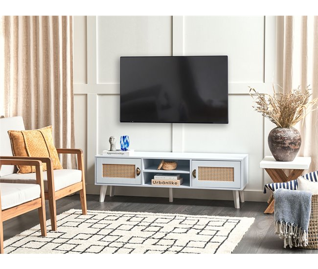 Beliani Mesa de TV PARTON 140 Branco/ Bege
