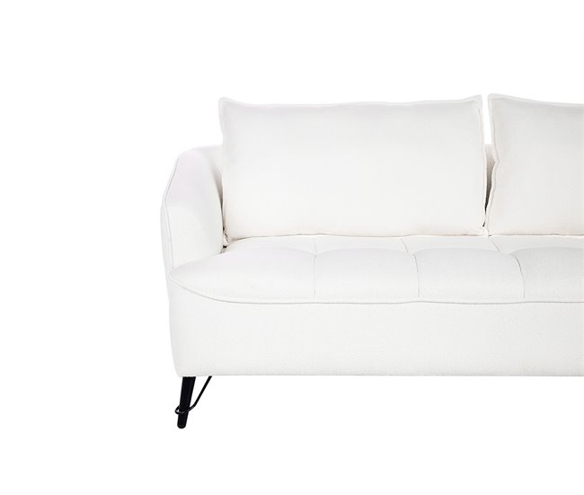Beliani Sofá de 3 lugares Bouclé HOBRO Branco