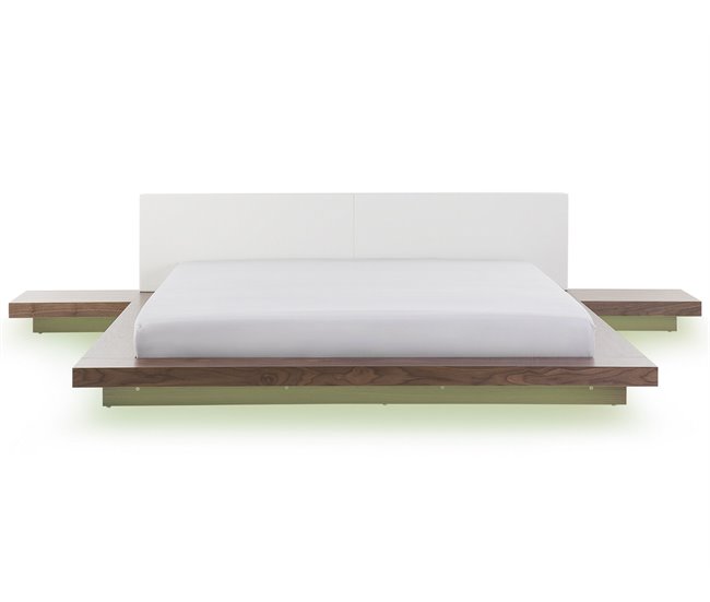 Beliani Cama com LED MDF ZEN 328x229 Castanho