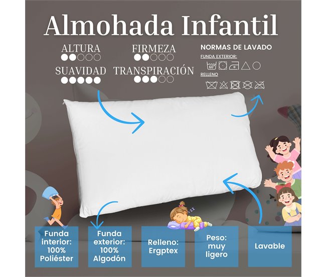 Almofada Moshy com capa dupla e microfibra 70x30 Branco