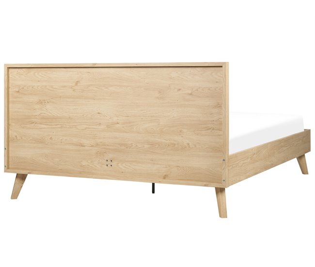 Beliani Cama com estrado Aglomerado de madeira, Rattan/vime MONPAZIER 167x209 Castanho