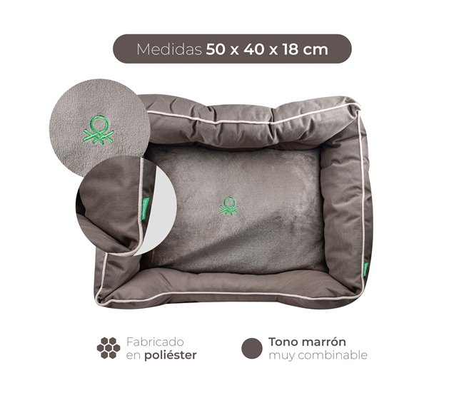 Cama para animais de estimação + comedouro duplo Castanho