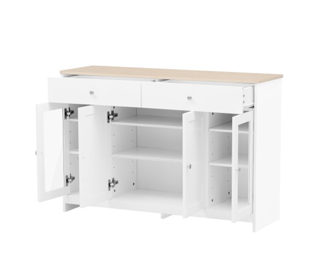 Aparador, cozinha, sala de estar, sala de jantar, gaveta, porta Branco