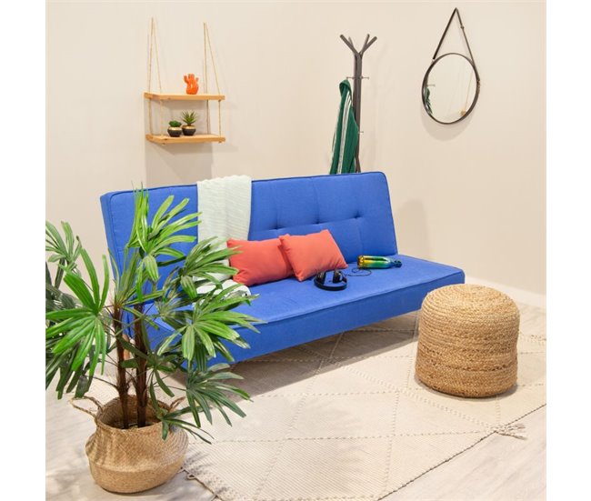 Sofá-cama Erna, duehome, Azul (ancho), Azul