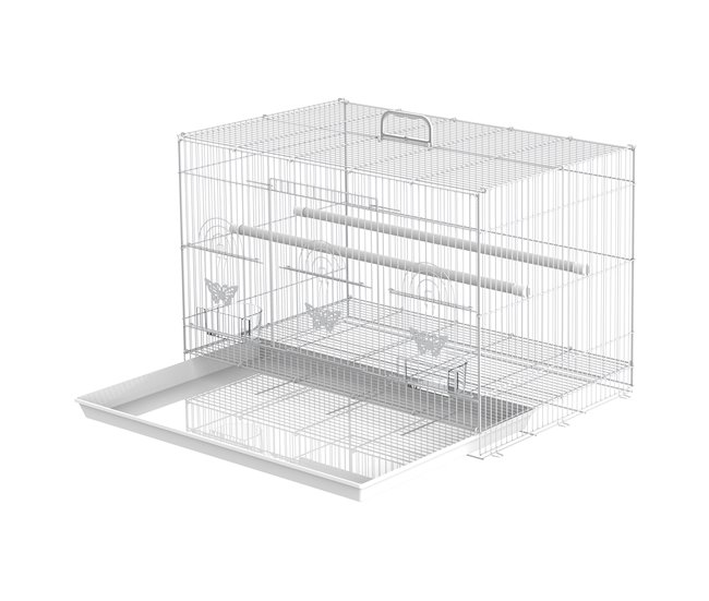 Gaiola para pássaros fio metálico e plástico PawHut Branco